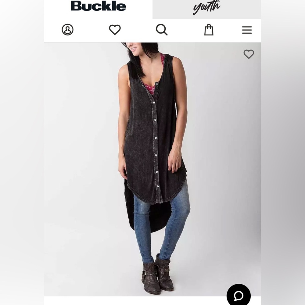 POL Acid Washed Hooded Sleeveless Vest Medium from The Buckle